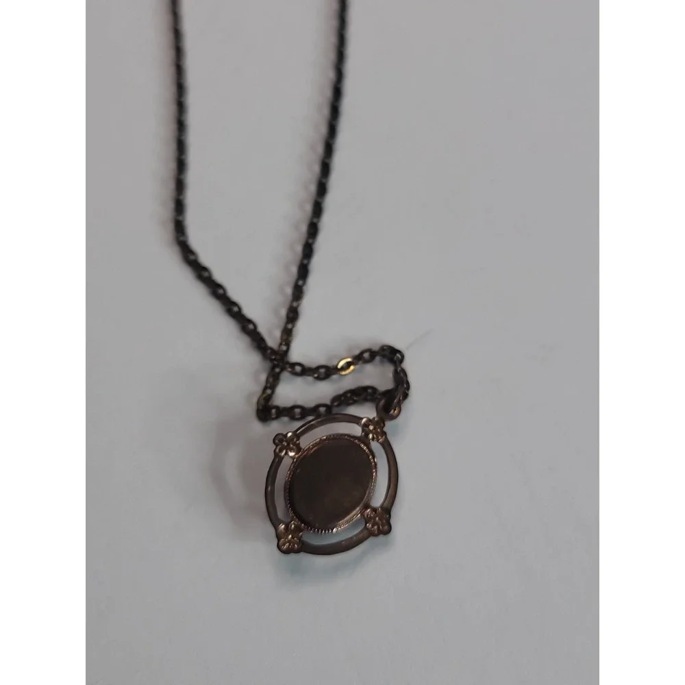 Vintage Cabochon Pendant‎ Necklace Gold Tone Southwest Style Oval Blue
